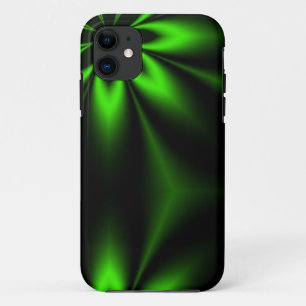 Coque Case-Mate Pour iPhone Fractale verte d'éclat de fleur