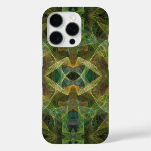 Coques iPhone 16 Pro Fractale verte-s'adapte à tous les cas