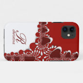 Coques Case-Mate iPhone Fractures de dentelle tribale rouge blanc Monogram (Dos (Horizontal))