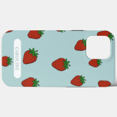 Coques Case-Mate iPhone Fraise bleue personnalisée (Verso (horizontal))