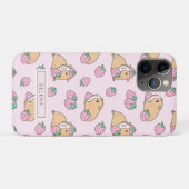 Coques Case-Mate iPhone Fraise et cochon de Guinée rose (Dos (Horizontal))