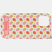 Coques Case-Mate iPhone Fraise et marguerite rétro personnalisable (Verso (horizontal))