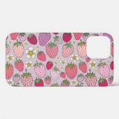Coques Case-Mate iPhone Fraise Été Motif sans couture (Verso (horizontal))