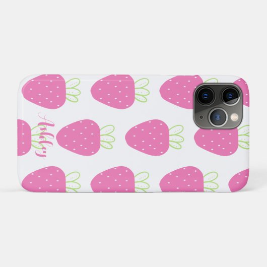 Coques Case-Mate iPhone Fraise rose Aquarelle Minimale Fruit (Dos (Horizontal))