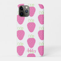 Fraise rose Aquarelle Minimale Fruit