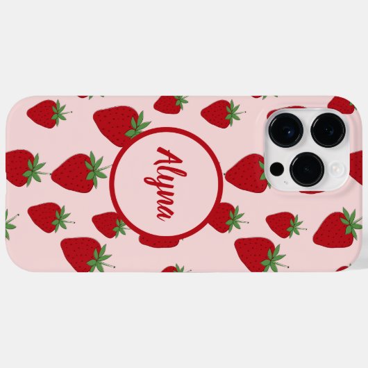 Coques Case-Mate iPhone Fraise rose mignonne (Verso (horizontal))