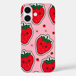 Coques iPhone 16 Fraise souriante Cute Kawaii