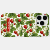 Coques Case-Mate iPhone Fraises à l'aquarelle Monogrammées (Verso (horizontal))