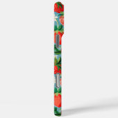 Coques Case-Mate iPhone Fraises Aquarelle Sur Monogramme Bleu (Verso / Droite)