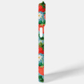 Coques Case-Mate iPhone Fraises Aquarelles Sur Monogramme Bleu (Verso / Droite)