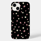 Coques Case-Mate iPhone Fraises et fleurs Motif noir (Verso)