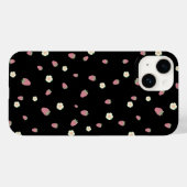 Coques Case-Mate iPhone Fraises et fleurs Motif noir (Verso (horizontal))