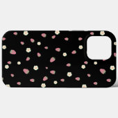 Coques Case-Mate iPhone Fraises et fleurs Motif noir (Verso (horizontal))