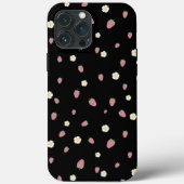 Coques Case-Mate iPhone Fraises et fleurs Motif noir (Verso)