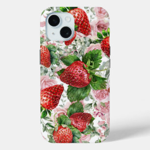 Coque Pour iPhone 15 fraises et Roses