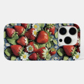 Coques Case-Mate iPhone Fraises fraîches cueillies et fleurs blanches (Verso (horizontal))