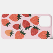 Coques Case-Mate iPhone Fraises fraîches de la ferme sur fond rose (Verso (horizontal))