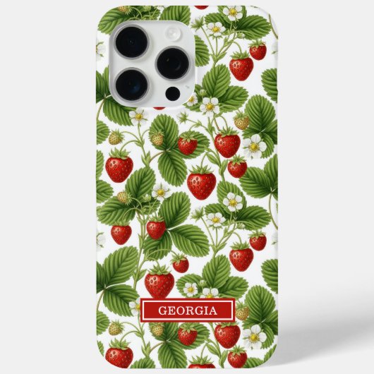 Coques Case-Mate iPhone Fraises Monogrammées Aquarelle (Verso)