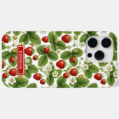 Coques Case-Mate iPhone Fraises Monogrammées Aquarelle (Verso (horizontal))