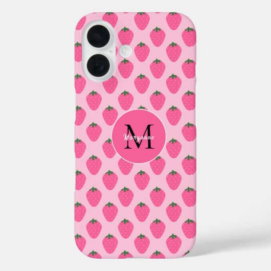 Coques Case-Mate iPhone Fraises roses, mignonnes customisées (Verso)