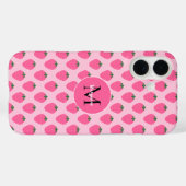 Coques Case-Mate iPhone Fraises roses, mignonnes customisées (Verso (horizontal))