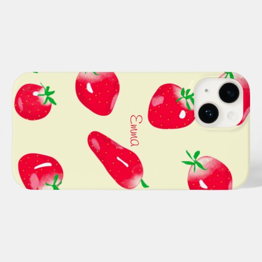 Coques Case-Mate iPhone Fraises rouges juteuses (beige) (Verso (horizontal))