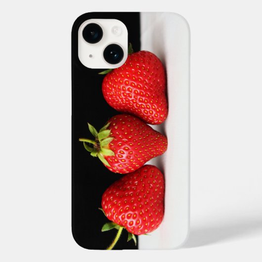 Coques Case-Mate iPhone Fraises Sur Le Noir Sur L'Ipha Blanc (Verso)