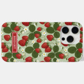 Coques Case-Mate iPhone Fraises sur monogramme vert (Verso (horizontal))