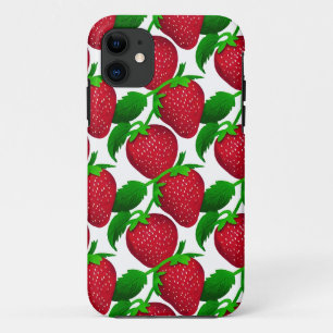 Case-Mate iPhone Case Fraises sur Motif Arrière - plan blanc