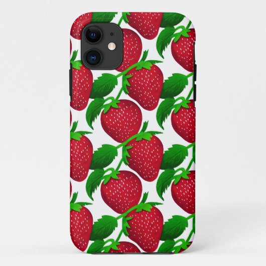 Coques Case-Mate iPhone Fraises sur Motif Arrière - plan blanc (Dos)