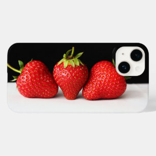 Coque Pour iPhone 14 Fraises Sur Noir Sur Blanc Iphcna