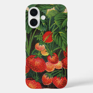 Coques iPhone 16 Fraises vintages, Plantes de fraises sur une ferme
