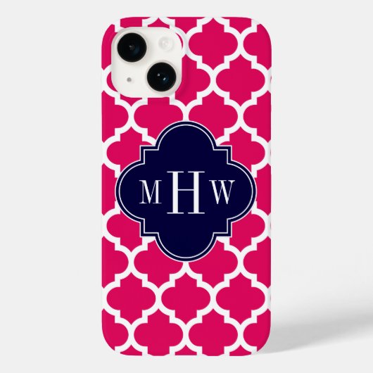 Coques Case-Mate iPhone Framboise Blanc Marocain #5 Navy 3 Initiale Monogr (Verso)