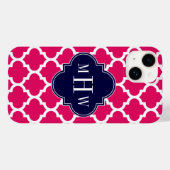 Coques Case-Mate iPhone Framboise Blanc Marocain #5 Navy 3 Initiale Monogr (Verso (horizontal))