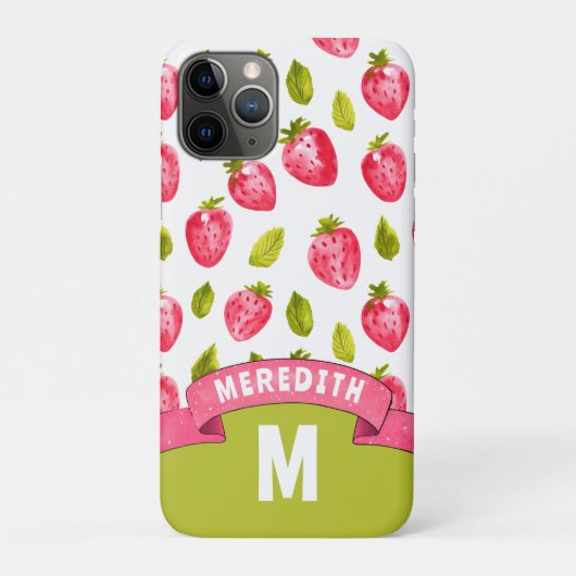 Coques Case-Mate iPhone Framboise Monogram (Dos)