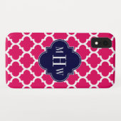 Coques Case-Mate iPhone Framboise Wharo Marocain #5 Marine 3 Monogramme in (Dos (Horizontal))