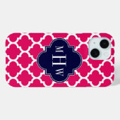 Coques Case-Mate iPhone Framboise Wht Marocain #5 Navy 3 Monogramme Initia (Verso (horizontal))