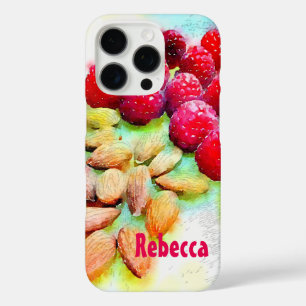 iPhone 16 Pro Case Framboises et amandes Snack Aquarelle