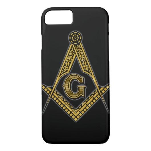 Coques Case-Mate iPhone Franc-maçon (noir et or) (Dos)
