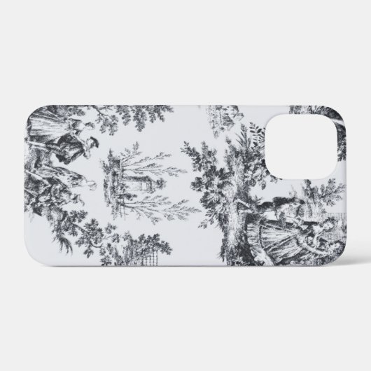 Coques Case-Mate iPhone Française toile de jouy noir et blanc élégant (Verso (horizontal))