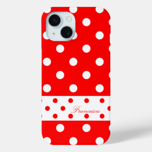Coque Pour iPhone 15 Francesca - Pois mignons - Couvercle rouge pour iP