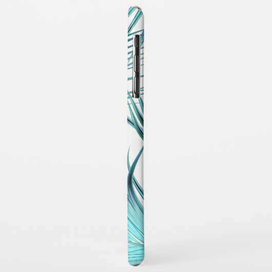 Coques Case-Mate iPhone Franges de palme bleu Aqua moderne avec Monogramme (Dos/Gauche)