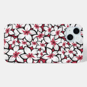 Coques Case-Mate iPhone Frangipani Motif Fuchsia rose et blanc (Verso (horizontal))