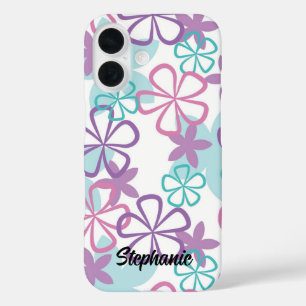 Coques iPhone 16 Freestyle Floral - Fleurs Rétro Dessinées À La Mai