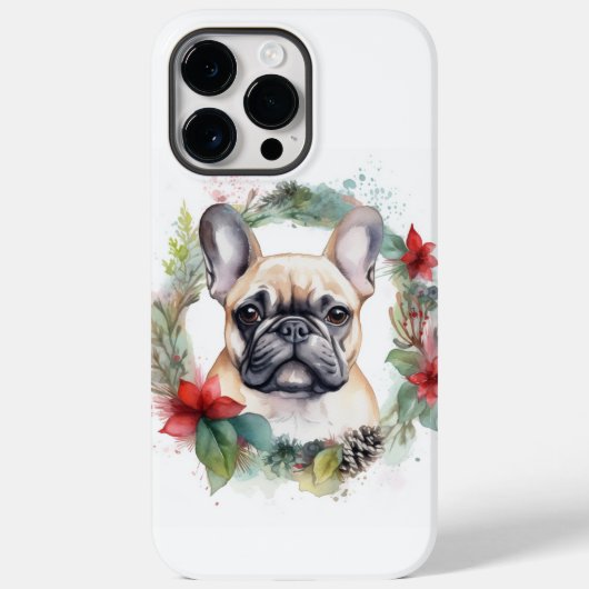Coques Case-Mate iPhone French Bulldog Christmas Wreath Festive Pup (Verso)