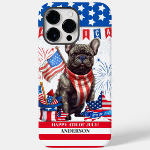 Coque Pour Pour iPhone 14 Pro Max French Bulldog Happy 4 juillet Amérique patriotiqu