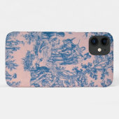 Coques Case-Mate iPhone French toile de jouy bleu et rose élégant (Dos (Horizontal))