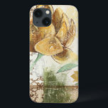 Etui iPhone 13 Fresco Design avec Globe Flower<br><div class="desc">This decorative fresco design by Megan Meagher feh a globe flower. An abstract background surrounds the flower,  creating a surreal vibe that contrasts with the réaliste flower.</div>