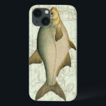 Etui iPhone 13 Freshwater Fish on Map<br><div class="desc">This art print illustrates a detailed painting of a freshwater fish. The background is a vintage map in light aquatic color. This design would perfectly fit any product of your fishing collection.</div>
