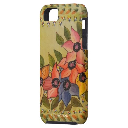 Coques Case-Mate iPhone Frida Kahlo Flore Peinte (Dos gauche)